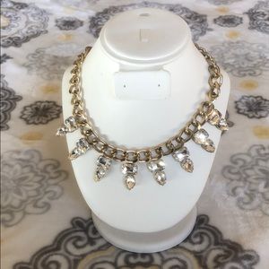 Gold-tone Clear Crystal Statement Necklace